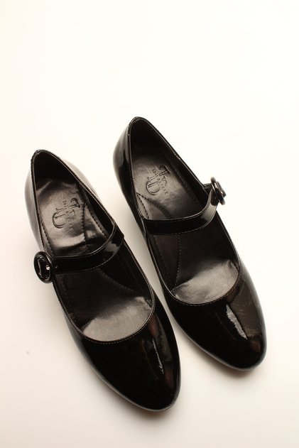Black Patent Leather Women's Wedge Heels
