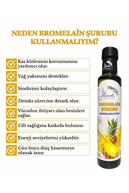 Alaçatı Natürel Bromelain Zengin İçerikli Detox Mix Şurubu