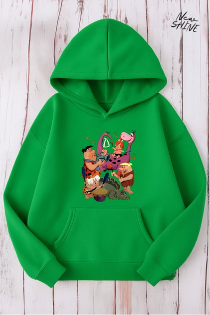Cartoon Character Printed Hooded Sweatshirt