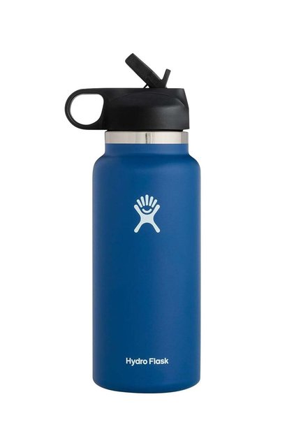 Stainless Steel Vacuum Insulated Straw Lid Outdoors Gym Sports Water Bottle Blue 946ml/3