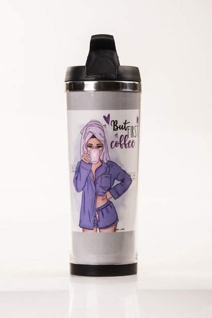 360 ml Steel Thermos Mug – Designed by Coffee Lady, Steel Inner Chamber, Hot and Cold Beverage Cup