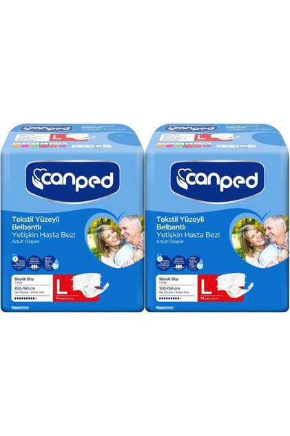 Adult Diaper with Waistband Textile Surface L - Large - Large 28 Pieces (2Pk*14)