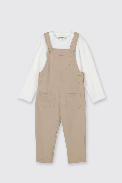 Baby Boy Salopetli Beige 2-Piece Set