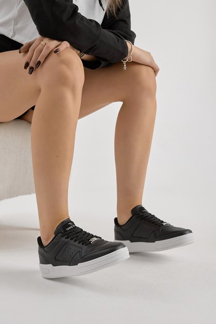 Unisex Black and White Thermo Sole Lace-Up Casual Sports Shoes