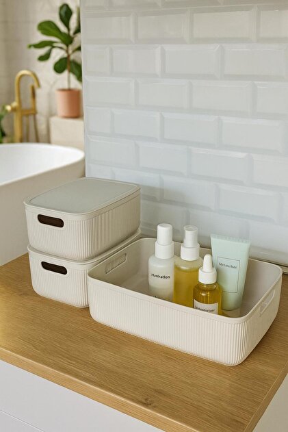 Okyanus Home Linea Smart Box Bej 3lü Set 1 Adet 4,5 Lt 2 Adet 2,4