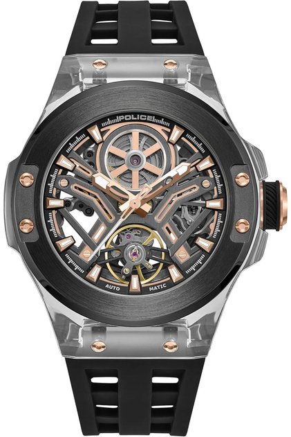 Cyclone 42mm Men's Automatic Grey/Rose Gold Dial with Black Silicone Strap
