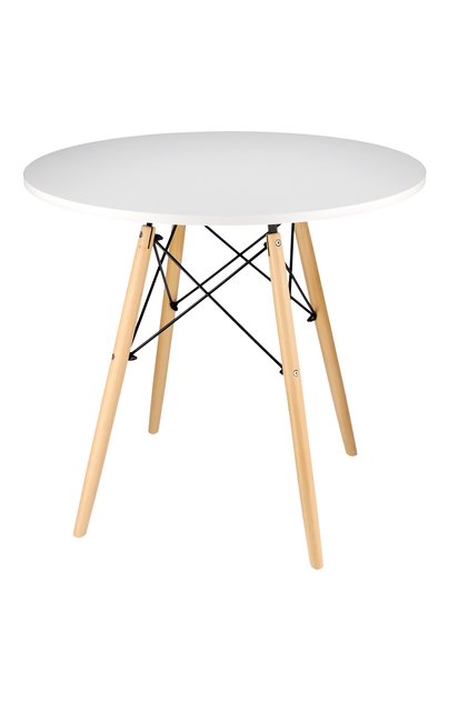 Masă rotundă scandinavă modernă, albă, pentru living, sufragerie, bucătărie