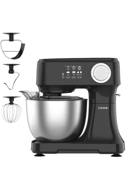 Robot de bucatarie COOK-IT, 600W, Bol Inox 3.5L, 12 Viteze + Pulse, 3 Accesorii, Angrenaje metalice Inox, Negru, Framantator, Mixer