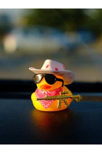 Cowboy Hat Armed Duck Car Ornament Dashboard Accessory Car Gift