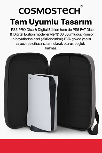 cosmostech Ps5 PRO ,PS5 Fat CD ,Dijital Uyumlu Su Geçirmez, Sert