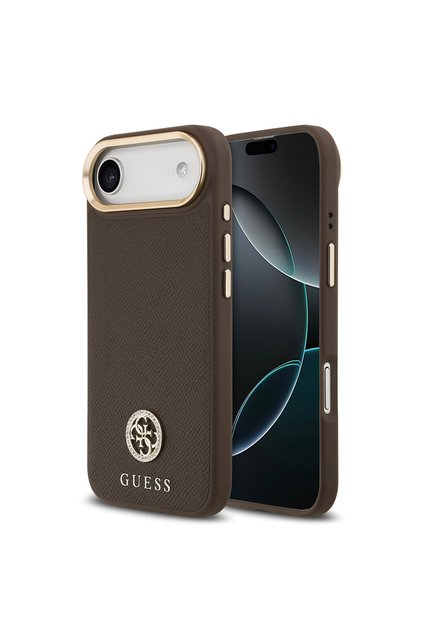 iPhone 17 Air Compatible Case Licensed M-Safeli Grained Writing and Stone 4g Logo Cover Brown