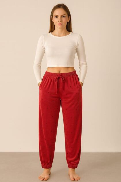 Women's Velvet Single Bottom with Pockets and Elastic Cuffs