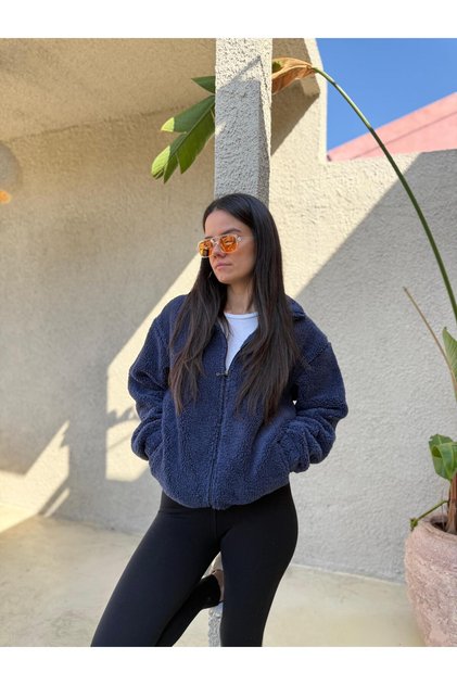 Lamb Fabric Zippered Women's Jacket