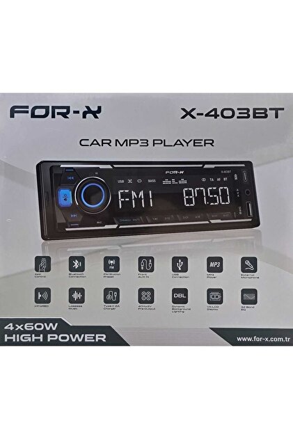 For-X X-403BT USB TYPE-C HIZLI ŞARJ BT OTO TEYP ÇİFT AMFİ ÇIKIŞLI