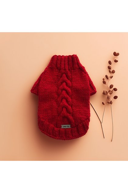 Glittery Red Hair Braided Sweater for Cat and Dog