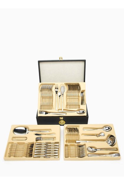 135-Piece Stainless Steel Cutlery Set Silver/Gold