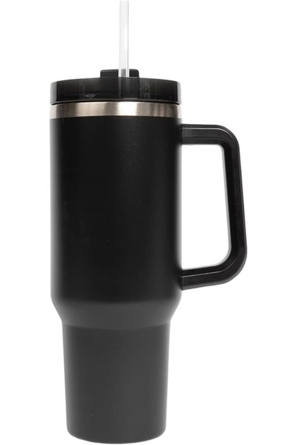 PureElement 40 oz Adventure Quencher Tumbler H2.0 with Handle and Straw | New Easy Grip | Double Wall Stainless Steel Insulated Design | Resistant and Durable | Dupe Mug Cup (Black)