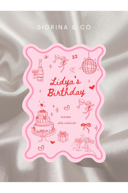 Doğum Günü Kartı Birthday Bride Davetiye Kişiselleştirilebilir Adet