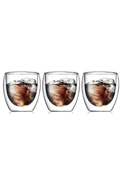 New Design Double Wall Borosilicate 250 ml Transparent Glass Cup 3 Pieces 2771