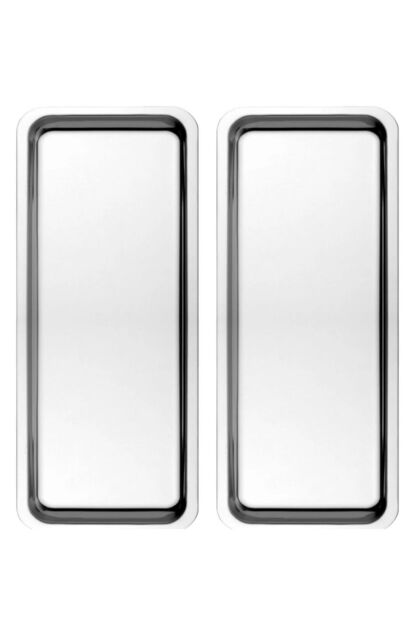 Stainless Steel Silver Color Rectangular Narrow Metal Flat Presentation Tray Tea Coffee Dessert Presentation 2 Pieces