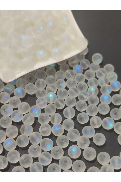 50Pcs 8mm Reflective Frosted Glass Beads