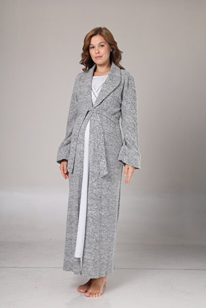 grey fluffy dressing gown CityComfort Super Soft Fleece Hooded Dressing Gown for Women – Get Trend main image 0