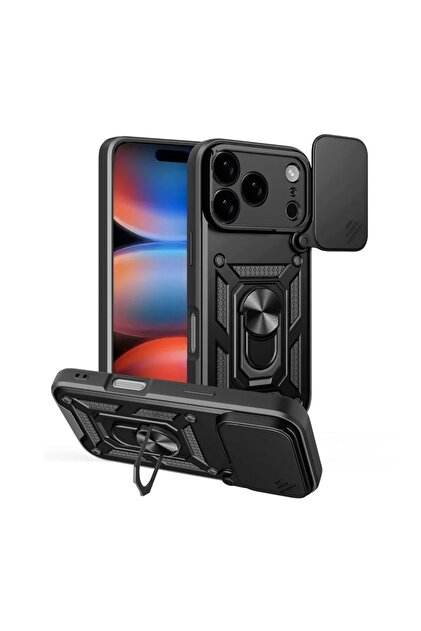 HANPORIUM Apple iPhone 17 Pro Max Uyumlu Tank Kılıf Yüzüklü