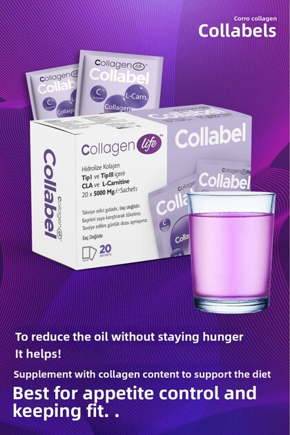 Collagen Life Type 1-3 - 20 Sachets Containing CoLLagen, L-Carnitine,  GLucomannan and BLack Berry- Trendyol