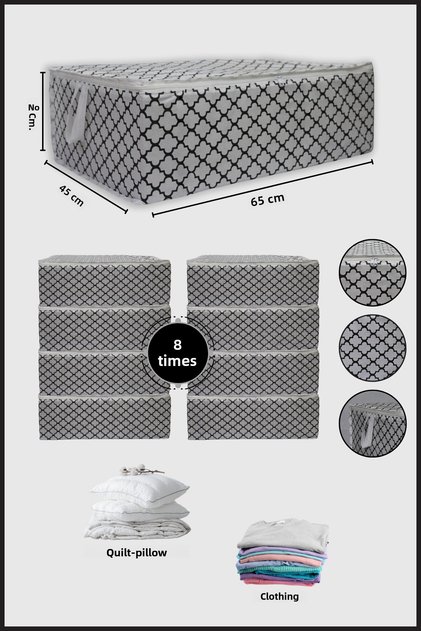 8 Pieces Large Size Underbed Storage Bag Clothes Pillow Storage Organizer Storage Bag 65X45X22 Flower