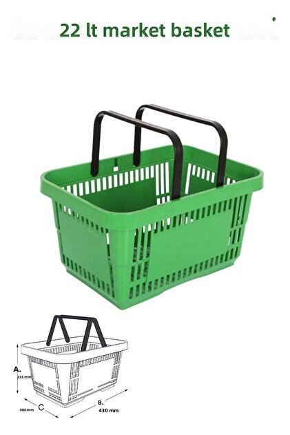 22 Liter Market Basket, Shopping Basket, Market Basket with Handle