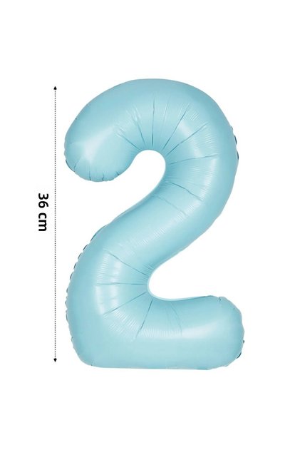 Foil Balloon 2 Number Helium Balloon 36 cm Retro Blue Color - 2 Years Old Balloon - 2 Years Old Balloon -2 Number Balloon