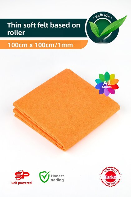 Light Orange Thin Felt 100X100 cm Sizes Colorful Activity & Handcrafted Meter Felt