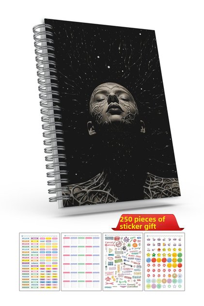 Timeless Planner Agenda, A5 Black Patterned Planner Agenda, Sticker