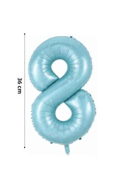 Foil Balloon 8 Number Helium Balloon 36 cm Retro Blue Color - 8 Years Old Balloon - 8 Years Old Balloon -8 Number Balloon