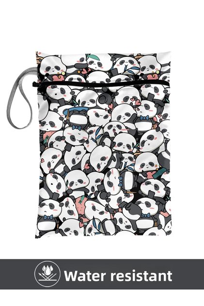 Panda - Wet/Dry Dirty Clothes, Swimwear, Baby Laundry Bag - Liquid Resistant