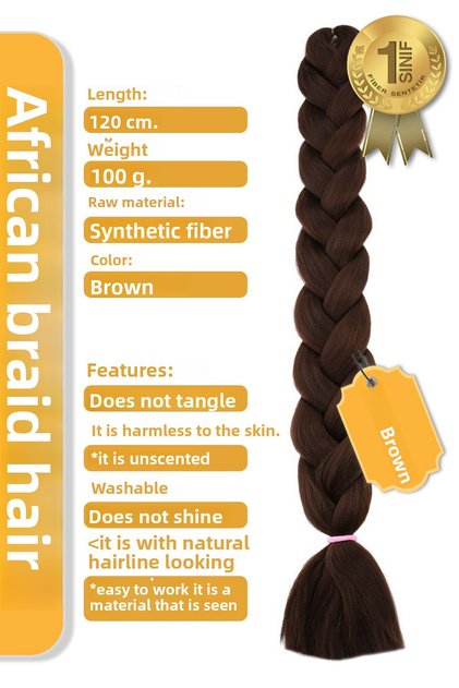 Fiber Synthetic Hair for African Braids, Rasta and Box Braids - Brown