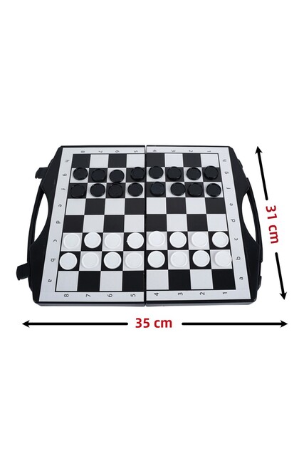 Chess and Backgammon - Checkers Game with Bag in One Set of 3