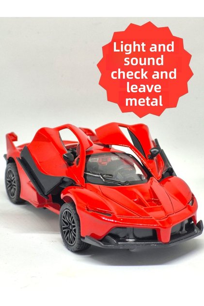 Metal Sports Car with Lights and Sound Red – Pull and Release Mechanism