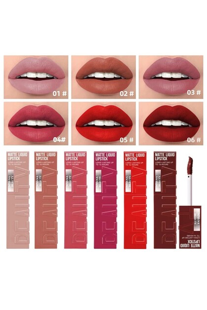 24 Hour Lasting Matte Lipgloss Set of 6 Liquid Lipsticks