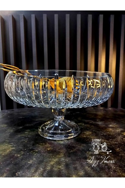 Cut Crystal Round Standing Presentation Bowl 28 Cm Salad Presentation Bowl