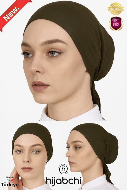 Classic Combed Cotton under Bonnet for Hijab - Khaki