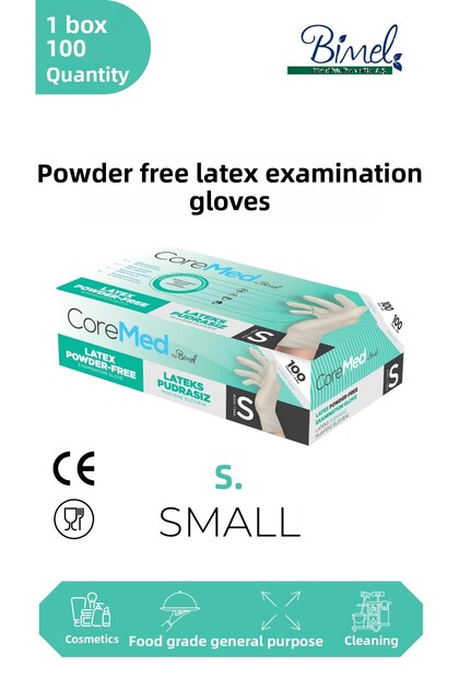 Latex Powder Free Examination Gloves S-1 Pack of 100