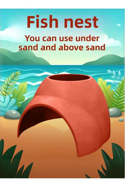 Fish Nest / Test (Orange) Underground Hiding Cave / Sand Mounted Fish Nest