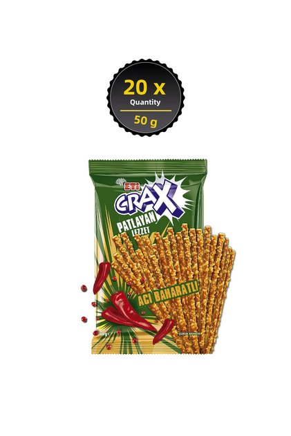 Crax Exploding Flavor Bitter Spicy Stick Crackers 50 g X 20 Pieces