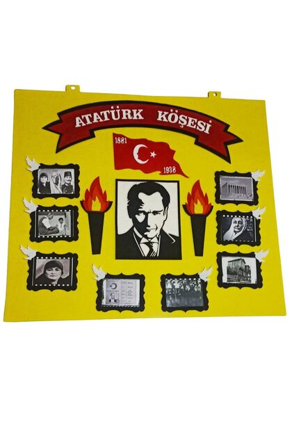 Zeminli Resimli Atatürk Köşesi Panosu Keçe / Atatürk Köşesi Okul Öncesi İlkokul Hazır