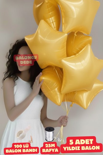 Yellow Star Foil Balloon 5 Pieces Helium Compatible Balloon Lover and Special Day Balloon