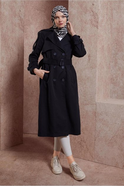 Belted Button Detail Trench Coat 10890