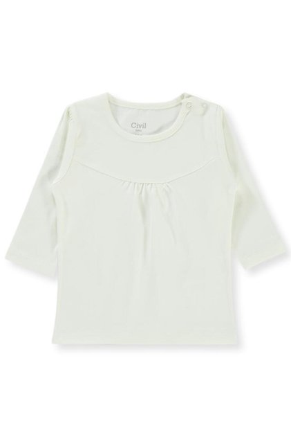 6-18 Months Girls' Single Top with Front Piece - Ecru
