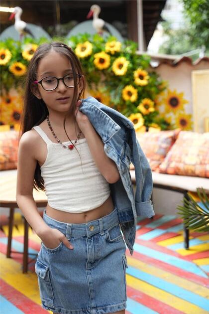 Girl's Lace Strap White Crop