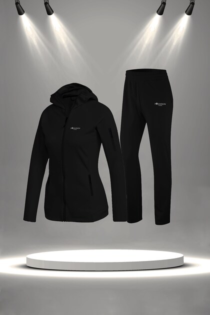 Plus Size Women's Black New Supra Combed Cotton Comfortable Running Tracksuit Set (4Xl-10Xl)